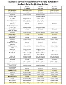 Schedule of Times and Food