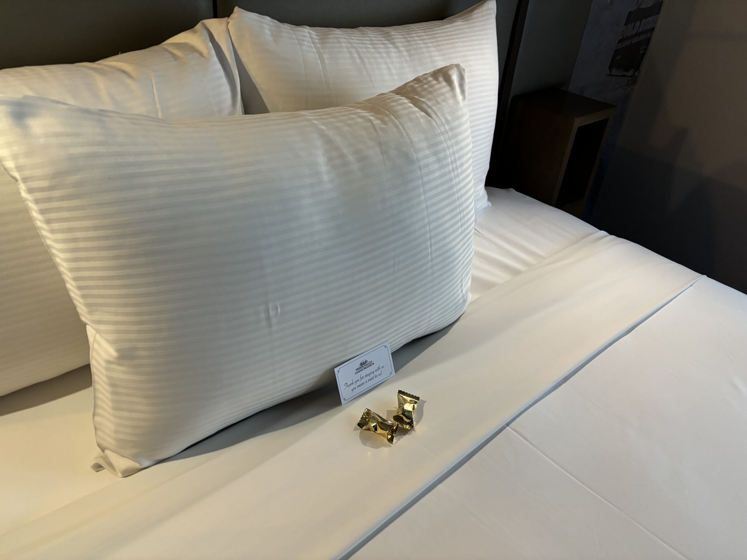 Bed and pillows