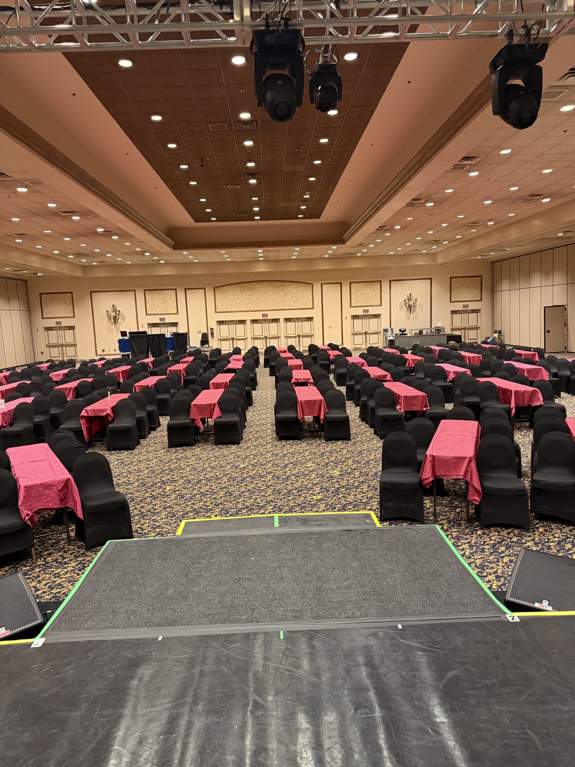 Ballroom with red chairs